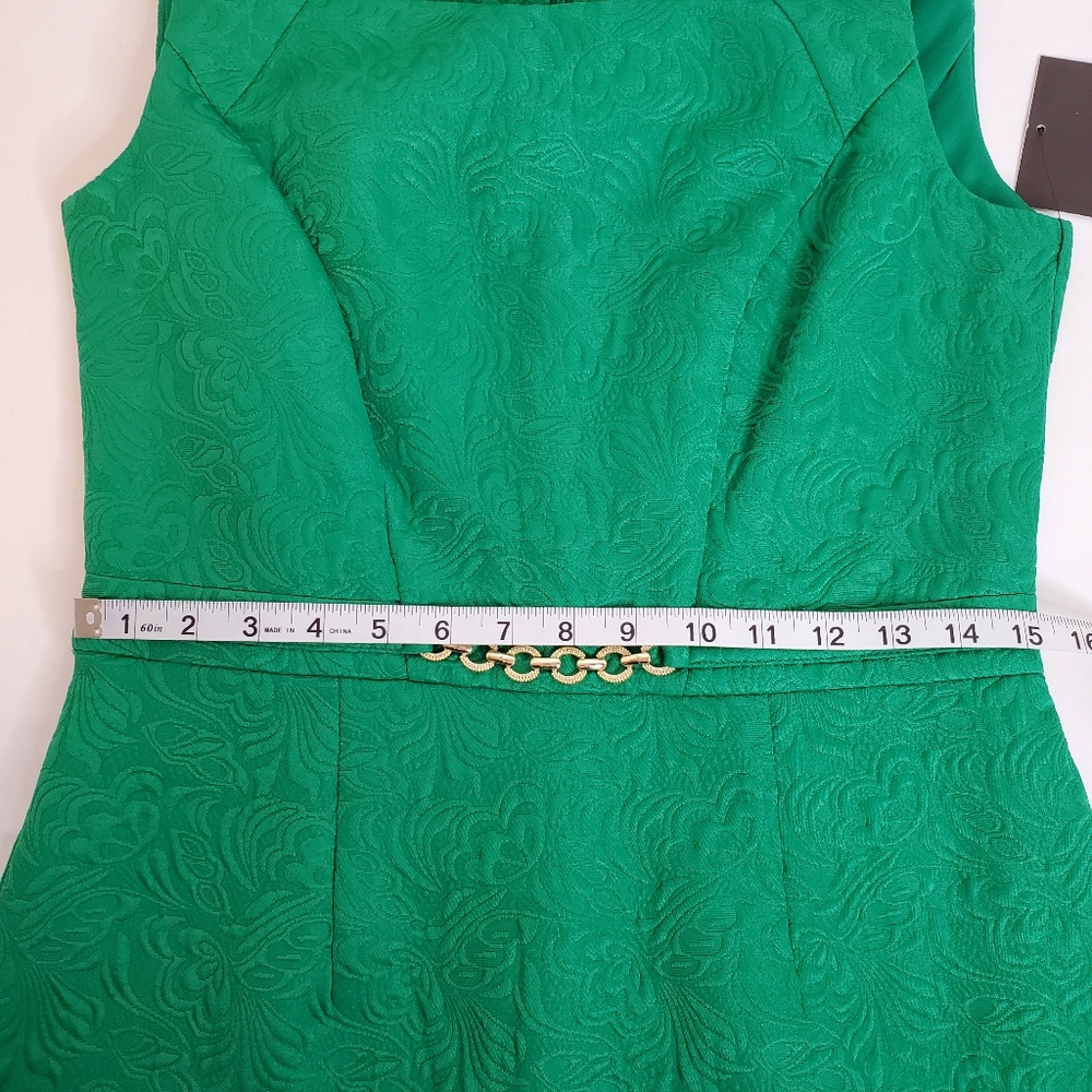 Ellen Tracy Jacquard Dress with Gold Embellishment - Picture 14 of 16